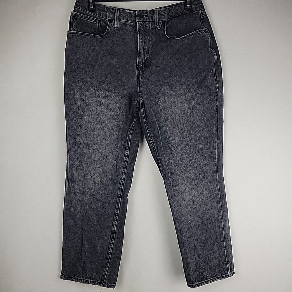 Good American Heritage Icon Straight Leg Womens Size 15 34x27 Black Distressed